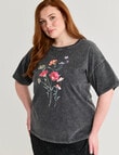 Amy & Ivy Print Drop Shoulder Tee, Acid Black product photo View 05 S