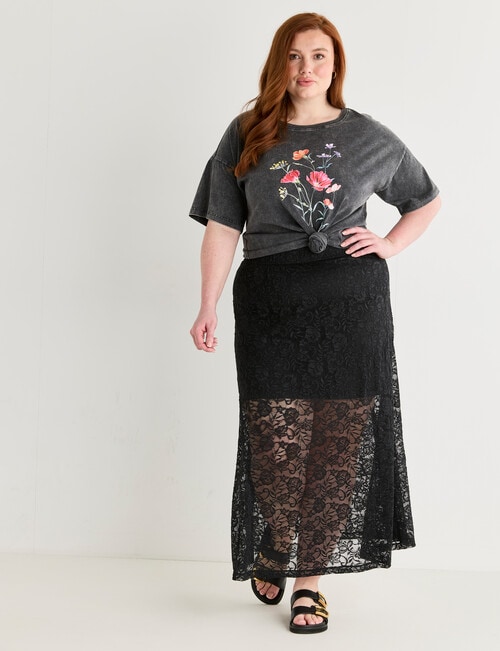Amy & Ivy Print Drop Shoulder Tee, Acid Black product photo View 06 L