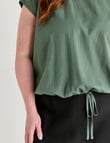 Amy & Ivy Wide Neck Drawcord Hem Top, Dark Sage Green product photo View 06 S