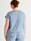 Amy & Ivy Lyocell V-Neck Drawcord Hem Top, Mid Blue product photo View 02 S