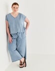 Amy & Ivy Lyocell V-Neck Drawcord Hem Top, Mid Blue product photo View 03 S