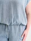 Amy & Ivy Lyocell V-Neck Drawcord Hem Top, Mid Blue product photo View 04 S