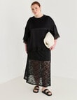 Amy & Ivy Short Sleeve Lace Trim Top, Black product photo View 03 S
