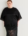 Amy & Ivy Short Sleeve Lace Trim Top, Black product photo View 06 S