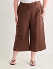 Amy & Ivy Pleat Front Wide Leg Crop Pant, Chocolate product photo
