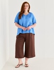 Amy & Ivy Pleat Front Wide Leg Crop Pant, Chocolate product photo View 03 S