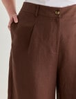 Amy & Ivy Pleat Front Wide Leg Crop Pant, Chocolate product photo View 04 S
