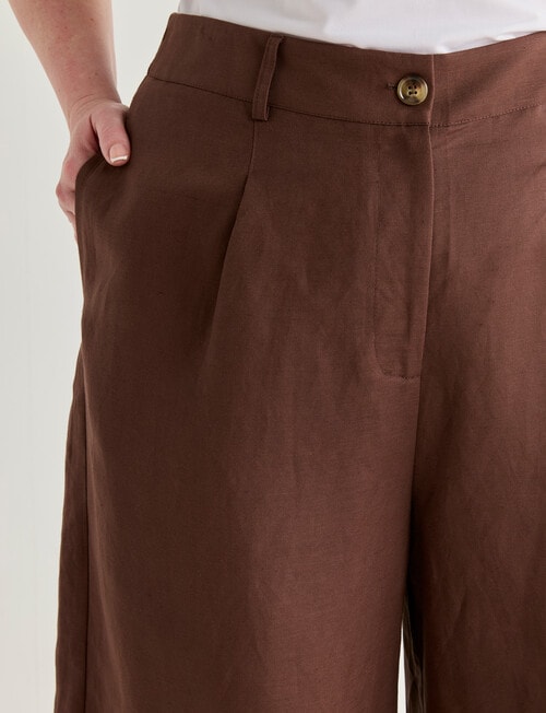 Amy & Ivy Pleat Front Wide Leg Crop Pant, Chocolate product photo View 04 L
