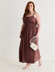 Amy & Ivy Shirred Waist Midi Dress, Chocolate product photo View 03 S