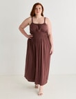Amy & Ivy Shirred Waist Midi Dress, Chocolate product photo View 07 S