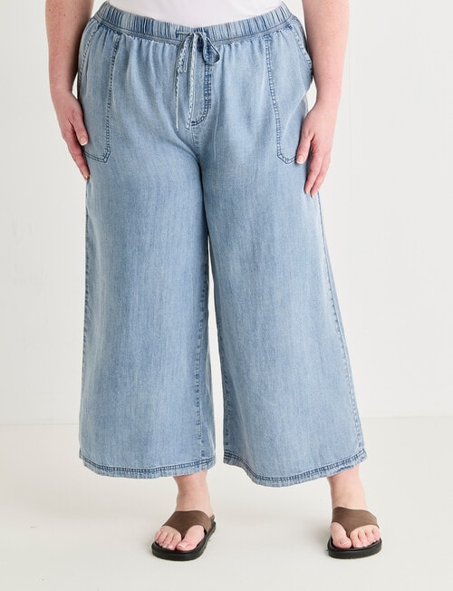 Amy & Ivy Lyocell Culotte Pant, Mid Blue product photo
