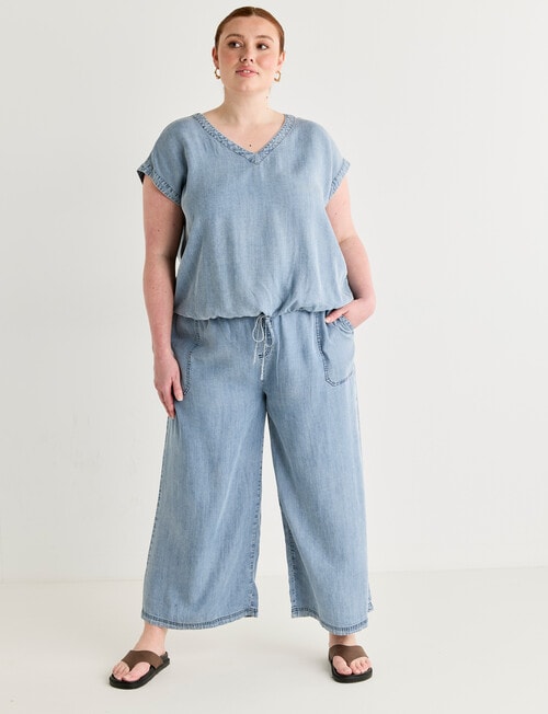 Amy & Ivy Lyocell Culotte Pant, Mid Blue product photo View 03 L