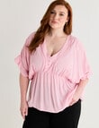 Amy & Ivy V-Neck Empire Top with Dolman Sleeve, Pink product photo