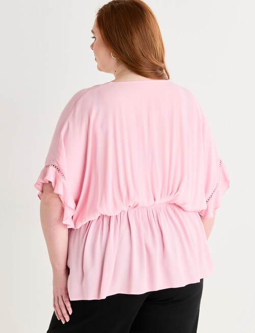 Amy & Ivy V-Neck Empire Top with Dolman Sleeve, Pink product photo View 02 L