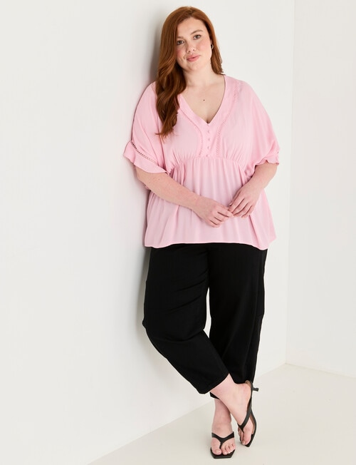 Amy & Ivy V-Neck Empire Top with Dolman Sleeve, Pink product photo View 03 L