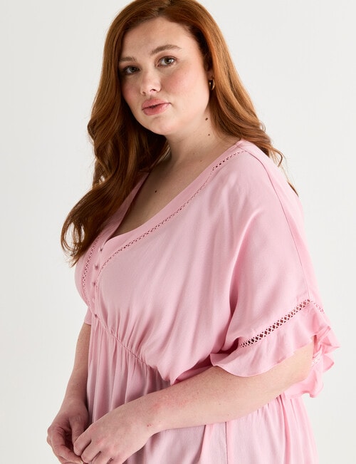 Amy & Ivy V-Neck Empire Top with Dolman Sleeve, Pink product photo View 05 L