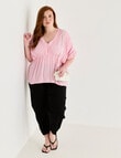 Amy & Ivy V-Neck Empire Top with Dolman Sleeve, Pink product photo View 06 S