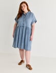 Amy & Ivy Lyocell Short Sleeve Shirt Dress, Mid Blue product photo