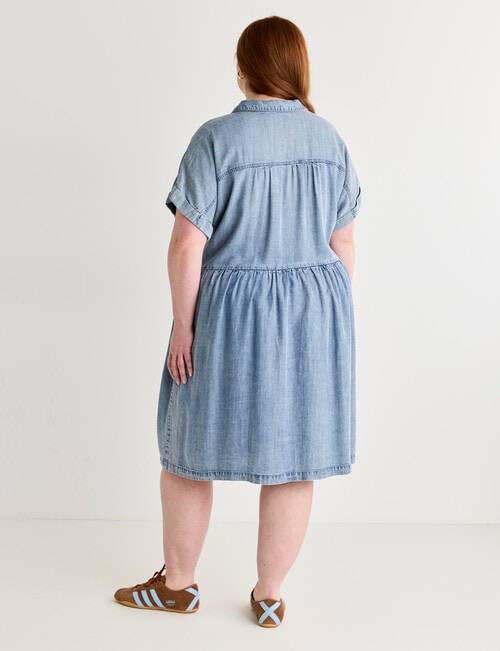 Amy & Ivy Lyocell Short Sleeve Shirt Dress, Mid Blue product photo View 02 L