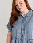 Amy & Ivy Lyocell Short Sleeve Shirt Dress, Mid Blue product photo View 04 S