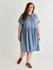 Amy & Ivy Lyocell Short Sleeve Shirt Dress, Mid Blue product photo View 05 S