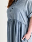 Amy & Ivy Lyocell Short Sleeve Shirt Dress, Mid Blue product photo View 06 S