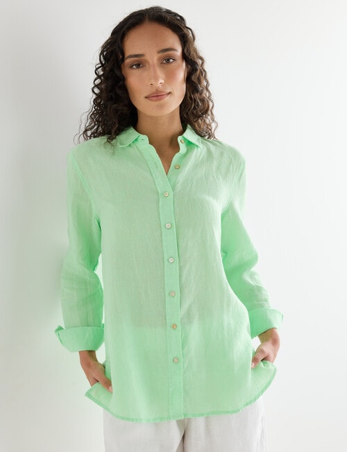 Zest Essential Linen Long Sleeve Shirt, Lime product photo View 05 L