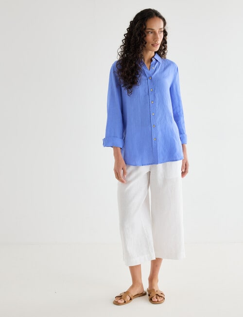 Zest Essential Linen Long Sleeve Shirt, Cornflower product photo View 03 L