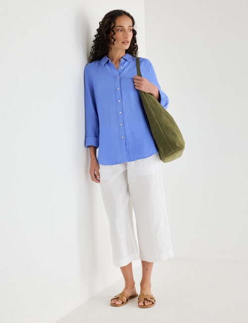 Zest Essential Linen Long Sleeve Shirt, Cornflower product photo View 08 L