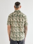 Kauri Trail Lawn Palm Print Short Sleeve Shirt, Khaki product photo View 02 S
