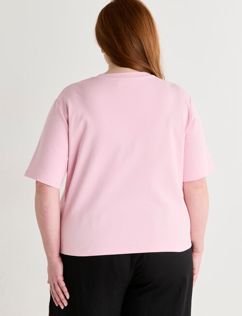 Amy & Ivy Elbow Sleeve Plain Tee, Pink product photo View 02 L
