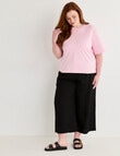 Amy & Ivy Elbow Sleeve Plain Tee, Pink product photo View 03 S