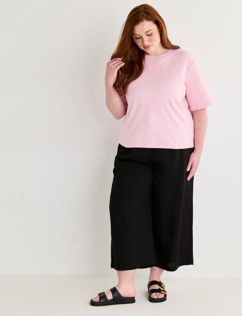 Amy & Ivy Elbow Sleeve Plain Tee, Pink product photo View 03 L