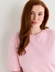 Amy & Ivy Elbow Sleeve Plain Tee, Pink product photo View 04 S