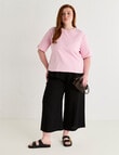 Amy & Ivy Elbow Sleeve Plain Tee, Pink product photo View 05 S
