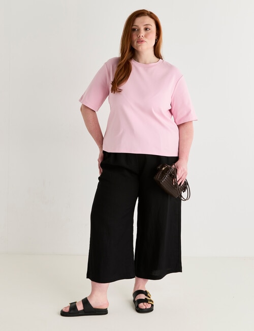 Amy & Ivy Elbow Sleeve Plain Tee, Pink product photo View 05 L
