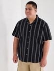 Gasoline King Size Life Linen Rich Blend Vertical Stripe Shirt, Black product photo