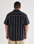 Gasoline King Size Life Linen Rich Blend Vertical Stripe Shirt, Black product photo View 02 S