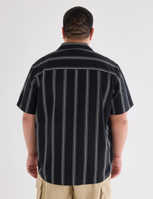 Gasoline King Size Life Linen Rich Blend Vertical Stripe Shirt, Black product photo View 02 L