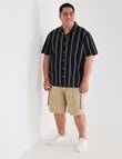 Gasoline King Size Life Linen Rich Blend Vertical Stripe Shirt, Black product photo View 03 S
