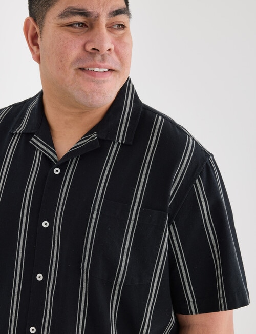 Gasoline King Size Life Linen Rich Blend Vertical Stripe Shirt, Black product photo View 04 L