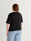 Amy & Ivy Elbow Sleeve Plain Tee, Black product photo View 02 S