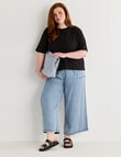 Amy & Ivy Elbow Sleeve Plain Tee, Black product photo View 05 S