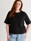 Amy & Ivy Elbow Sleeve Plain Tee, Black product photo View 06 S
