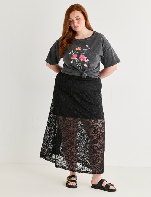 Amy & Ivy Lace Skirt, Black product photo View 03 L