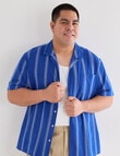 Gasoline King Size Life Linen Rich Blend Vertical Stripe Shirt, Blue product photo