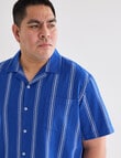 Gasoline King Size Life Linen Rich Blend Vertical Stripe Shirt, Blue product photo View 04 S