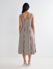 Whistle Stripe Square Neck Piped Midi Dress, Chocolate product photo View 02 S