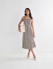 Whistle Stripe Square Neck Piped Midi Dress, Chocolate product photo View 03 S