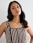 Whistle Stripe Square Neck Piped Midi Dress, Chocolate product photo View 04 S